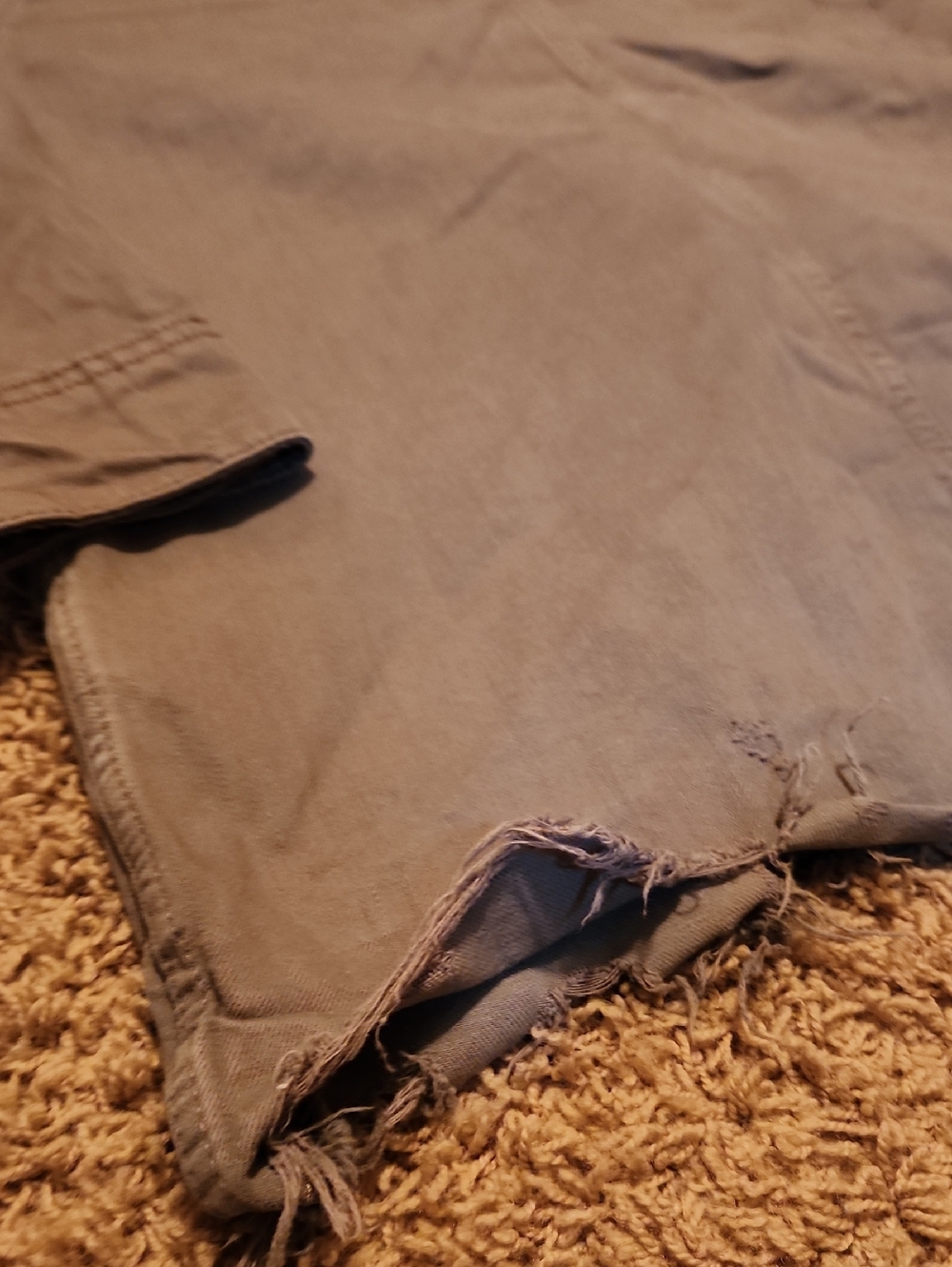 Free People Olive Green Utility Jacket with Distressed Hem Size Small - Picture 13 of 16